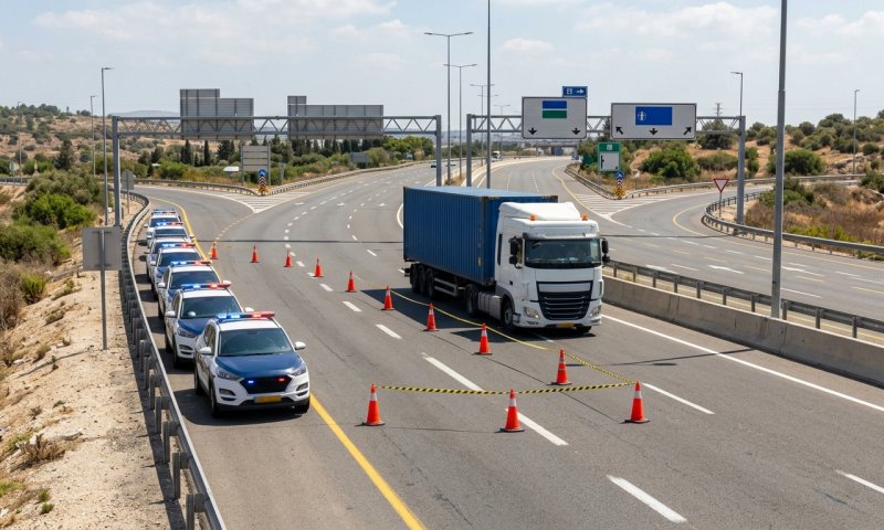 תושב רהט נעצר עם מכולה גנובה ולוחית זיהוי מזויפת בכביש 6