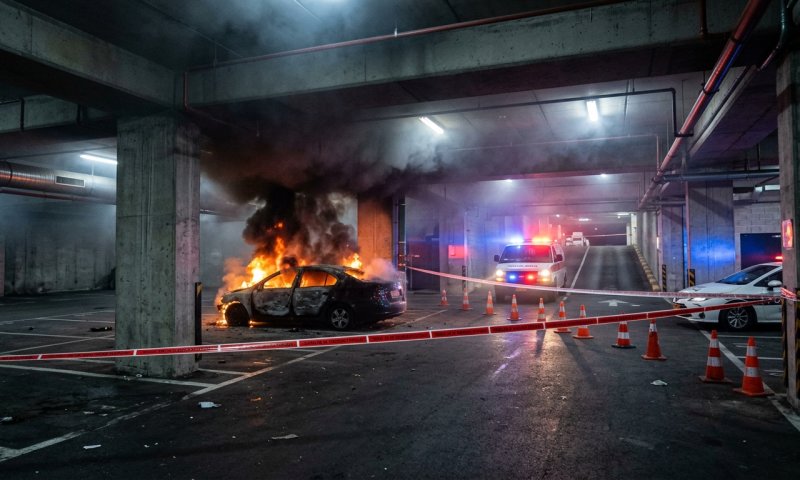 רכב עלה באש בחניון תת-קרקעי בראשון לציון, הדיירים הונחו להסתגר