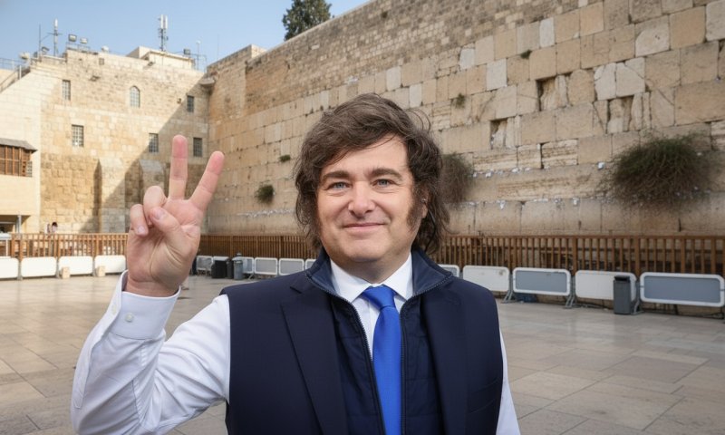 נשיא ארגנטינה מיליי חזר להתפלל בכותל המערבי לפני עזיבתו את ישראל