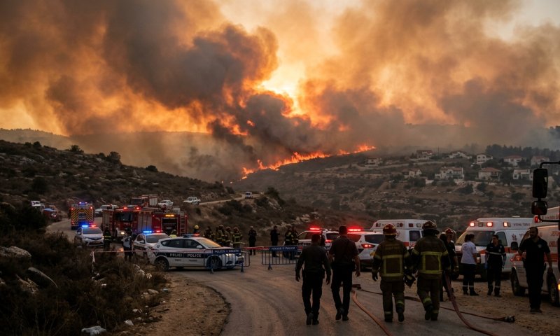 שריפת ענק מאיימת על נווה ארז: החשד - הצתה מכוונת של מחבלים