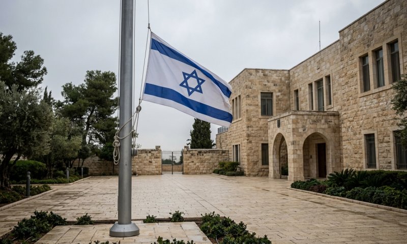 הנשיא הרצוג הוריד את דגל ישראל לחצי התורן לציון 7 באוקטובר
