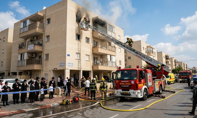 אם ותינוקת נלכדו בשריפה במודיעין עילית - חולצו בריאים