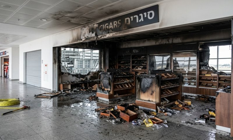שרפה בטרמינל 3 בנתב"ג: מתחם הדיוטי פרי פונה מנוסעים