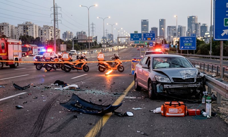 תל אביב: בת 55 נפצעה בינוני בתאונת דרכים בכביש 2