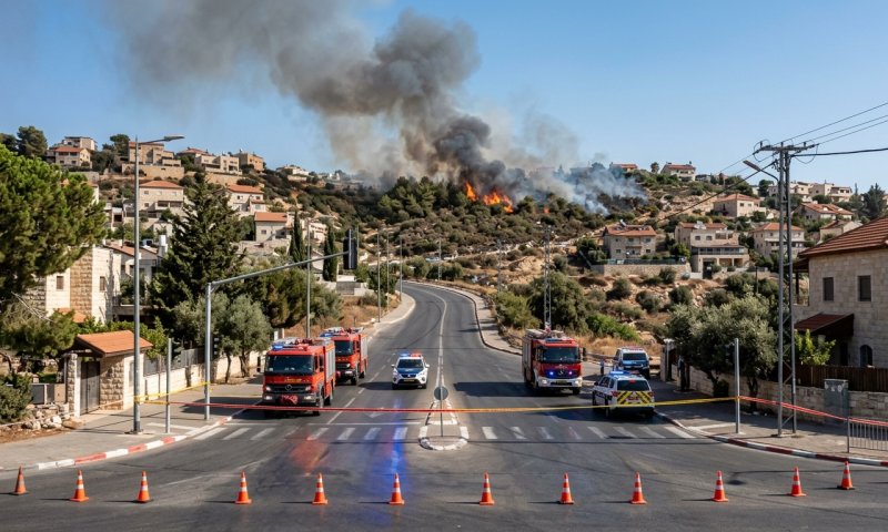 שריפת ענק בקריית ארבע: האש מתקרבת לבתים ולציר 60