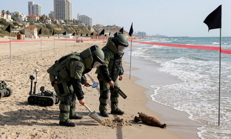 חוף הצוק הצפוני נסגר: פריטי אמל"ח נמצאו על החוף ובמים